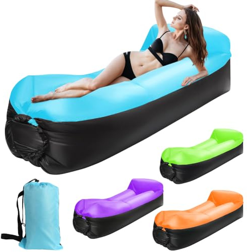 Gohytal Aufblasbares Sofa, 230×70cm Wasserdichtes Luftsofa Outdoor Tragbares Aufblasbar Luft Sofa Couch Air Lounger mit Portable Paket für Camping Urlaub Schwimmbad Strandparties Hinterhof, Blau