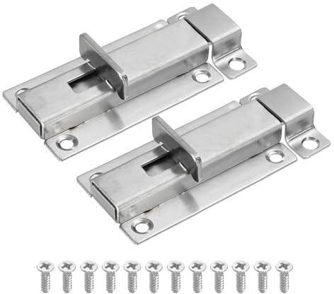 QUARKZMAN Catenaccio Per Porta 100 X 42 Mm Montaggio A Superficie Serratura A Scorrimento Catenaccio A BariMolti In Acciaio Inox Per Mobili Porte Armadio Cancelli Confezione Da 2 Pezzi