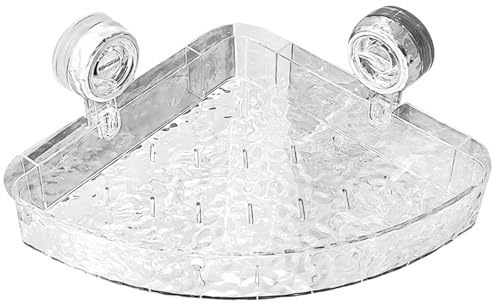 AwnsIMfreien Portaoggetti per Doccia ad Angolo Portaoggetti per Doccia con Ventosa, Senza Foratura, Organizzatore ad Angolo, 10 kg, Mensola per Bagno Pesante, Rimovibile con Fori di Drenaggio, Traspa