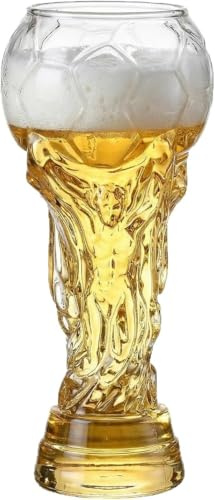 Trophy Style 600ML Beer Glass for 2026 Football Championship, Soccer Tournament Pint Glass, Large Beer Mug with Football Bottle Opener for Party & Gift for Father Men Soccer Fans (450, Microlitres)