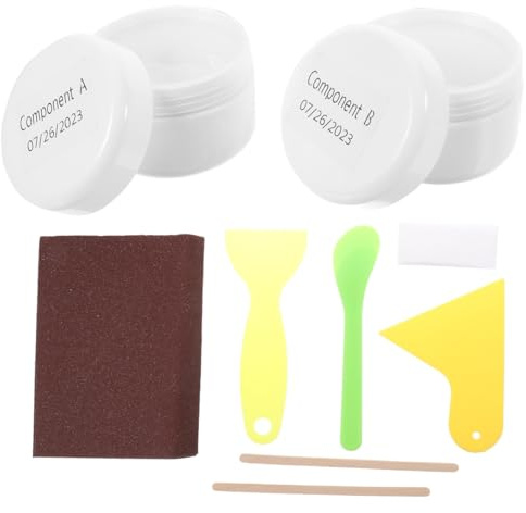 PATKAW Kit di Riparazione Piastrelle Bianco per Lavabo e Piano Lavoro Particelle di Cristallo e Resina UV per Riparazione Ceramica e Fibra di Vetro
