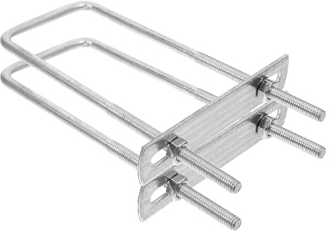 COLLBATH 2pcs Stainless Steel Square U Bolts Pipe Clamps with Extended Fastener for Automotive Exhaust and Boat Mounting, Enhanced Strength Silver Pipe Repair Tube Mounting Brackets