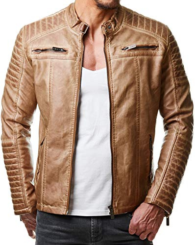 RED BRIDGE Hommes Veste Similicuir Biker Occasionnels Nervuré Mode Coton Blouson