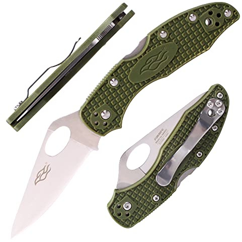 GANZO Firebird F759M-GR Cuchillo Plegable de Bolsillo Hoja de Acero 440C 75 mm Mango Antideslizante con Clip Camping Caza Pesca Cuchillo de Bolsillo al Aire Libre 67g (Verde)