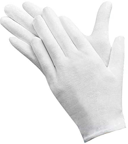 HONGXIN-SHOP Guantes de Algodón Trabajo Blanco Guantes de Inspección para la Inspección de Taller de Bodas Granja de Jardín Joyería Foto 12 Pares 9inch