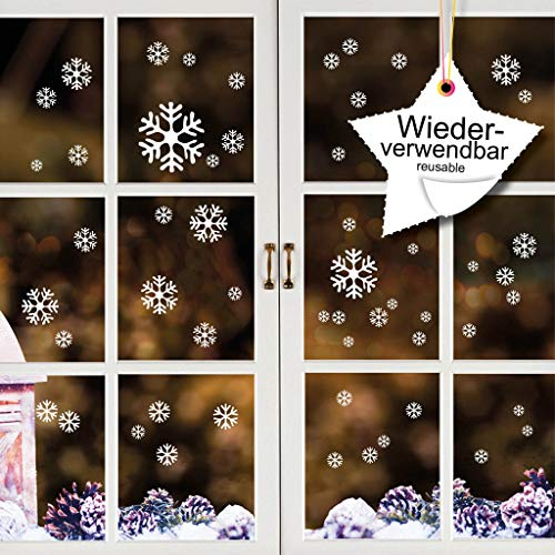 Wandtattoo-Loft Schneeflocken Fensterbild 100 STK. Wiederverwendbar PVC Weihnachten