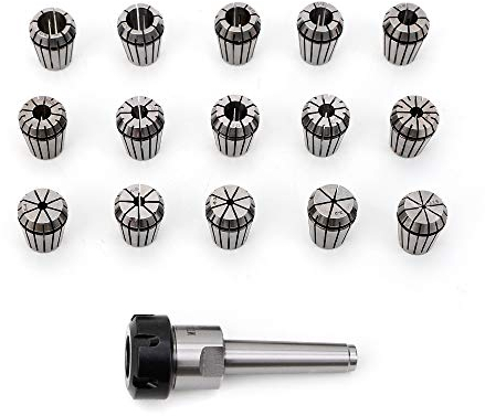YIYIBY Spannzangenfutter Set 15-teilig Anzugsgewinde Spannzangen Set CNC Bohrfutter Hochklemmkraft MK Spannzangenfutter DIN228 drehbank zubehör (15pcs ER25 Chuck + MK2 M10)