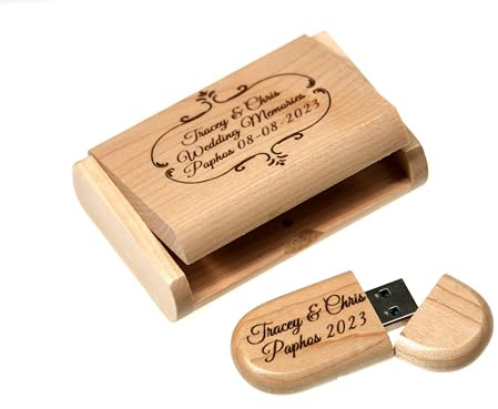 Personalised Maple wood USB 3-16GB flash drive in wooden presentation box