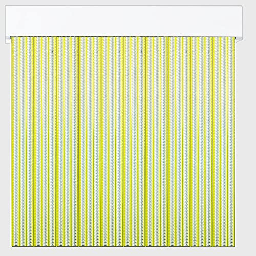 Tenda spaghetti anti insetti | Tenda a fili di plastica in PVC ed asta in alluminio | Perfetta per porte esterne ed interne | Trasparente-Giallo | 210 * 90