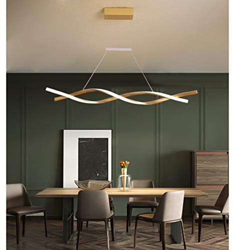 LED Pendelleuchten Gold Esstisch Esszimmer Lampen Hängelampe Moderne Dimmbar Mit Fernbedienung Hängeleuchte Wohnzimmer Küchenlampen Hängend Leuchte für Büro Couchtisch Hotel Bar Deko Decke Pendellamp