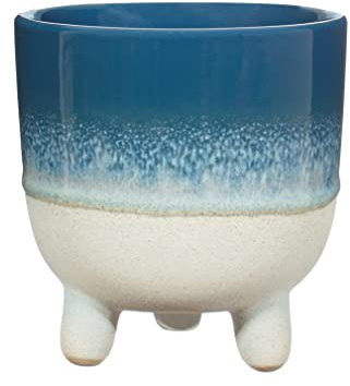 Sass & Belle Mojave Glaze Grand Pot de Fleurs sur Pieds Bleu