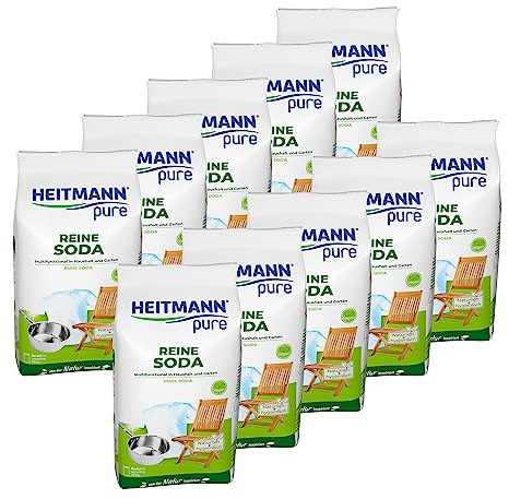 HEITMANN ren ren soda: ekologiskt mångsidigt rengöringsmedel för hushållet, tillsats till diskmedel och rengöringsmedel, 10 x 500 g