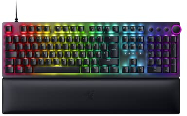 Razer Huntsman V2 (Purple Switch) - Optical Gaming Keyboard with Near-Zero Input Latency (Clicky Optical Switches, Doubleshot PBT Keycaps, Ergonomic Wrist Rest) UK Layout | Black