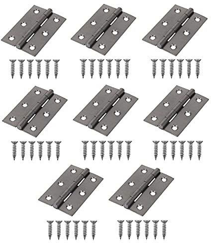 TERF® Steel Butt Hinges 65mm Door Butt Hinges Folding 65mm [2.5 inch] Self Colour for Home Furniture Bathroom Cabinet Window Internal Doors Including Fixing Screw - Pack of 8