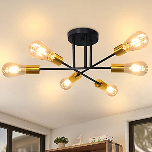 CBJKTX Deckenlampe Vintage Deckenleuchte Retro - 6 Flammig Wohnzimmerlampe