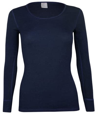 banora Wolle-Seide-Unterhemd für Damen mit langem Arm (Longsleve/Langarmunterhemd/Shirt) (Gr. XL, Farbe: Marine)