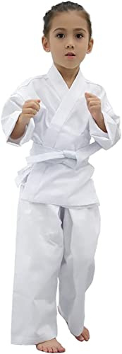 FLKKY Karate Uniform for Kids & Adults - Lightweight Student Gi Sets with Belt - Martial Arts Sports Suit - Sizes 000