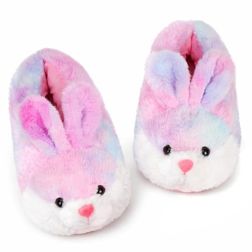 Aopuro Classic Bunny Slippers Women Cute Animal Slippers Funny House Shoes Rabbit Plush Slippers Easter Thanksgiving Christmas Gifts(Colorful Purple M)