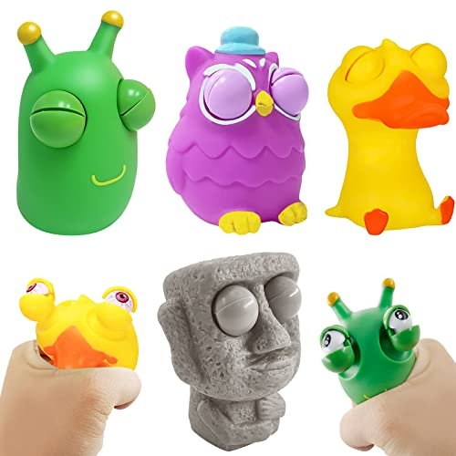 Squishy Squeeze Spielzeug 4 Stück, Popping Out Eyes Squeeze Toys, Squeeze Spielzeug, Stressbälle, Stress Squeeze Spielzeug, Squeeze Ball, Anti Stress Spielzeug für Erwachsene und Kinder