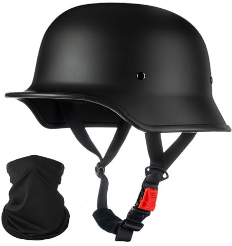 Vintage Deutsche Motorrad Halbhelme mit ECE, Jethelm Retro, Chopper Helm, Scooter-Helm, Fahrradhelm, mit Herausnehmbares Innenfutter und Schnellverschlussschnallen M~XXL 57~64CM
