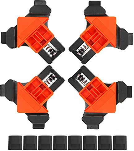 Winkelspanner Set 90 Grad Rechtwinklige Klemmen Holz, 4 Stück Eckenspanner Verstellbar, für Holzbearbeitung Schränke Schubladen