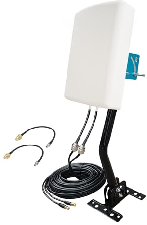 5G/ 4G/ LTE/WiFi/ 2x2 MIMO Antennas Outdoor Directional Panel Antenna for 4G LTE 5G Routers Verizon AT&T Sprint T-Mobile Home Internet with TS9 SMA Cable J-Mount Pole (Full Kit)