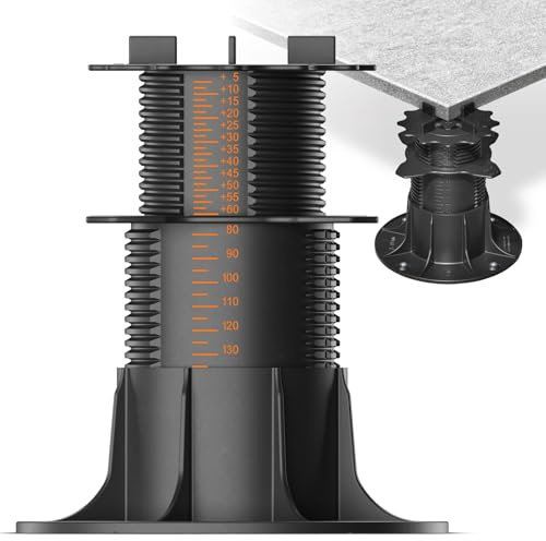 50x LANGFIT® Stelzlager XL für Terrassenplatten – Bis 50% schneller montiert – Mit Maßskala – Stufenlos höhenverstellbar von 75 bis 195mm / Fugenkreuz 3mm – Made in Germany – MS-SL75-195-FK