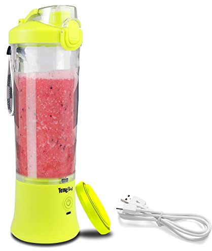 Total Chef Portable Mini Blender Cordless Personal Smoothie Maker 600ml Fruit Veggie Juicer Cup with Lid 6 Blades USB Rechargeable Ideal for Baby Food Gym Travel Sport On The Move Home Office Yellow