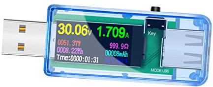 OSALADI Usb-leistungsmesser Spannungsmesser Usb-tester Digitalvoltmeter Usb-multimeter Voltamperemeter Ladestatusüberwachung Echtzeitmessung Für Usb-geräte Und Kabel