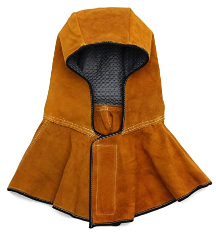 Echtfarben-Schweißmaske, Schweißermaske, Leder-Schweißschürze, 60 cm, Leder-Schweißhaube, Helmmaske, Schutzkappe for Schweißer, elektrische Schweißarbeit, Sicherheit am Arbeitsplatz, feuerfeste Wärmei