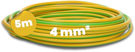 Kalitec 5m H07V-K 4 mm² Grün-Gelb Aderleitung - Flexibles Erdungskabel | Schutzleiter & Verdrahtungsleitung 4mm2 - Feindrähtige PVC Litze Einzelader - HAR-geprüft für Schaltschrank & Industrie