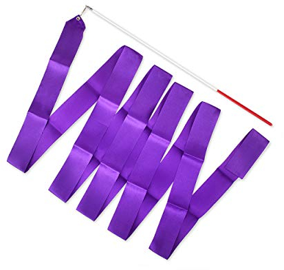 XINCXIN Tanzbänder, Rhythmisches Tanzband for die Gymnastik, Tanzbänder mit Stäben, 4 m, Band for rhythmische Gymnastik, Tanzstreamer, Stabwirbel – Lila