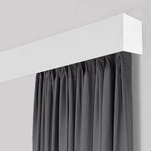 ZIMGOD Vorhangschiene Decke Vorhangvolant-Schiene Einzelschiene, Aluminium-Vorhangstangen-Lambden mit Abdeckung, Vorhangkasten-Set für Küche Wohnzimmer Erkerfenster(2m/6.6ft)