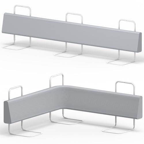 Kuro-sagol 200cm Bettschutzgitter, Fall Protection Bettschutz Kinderbett-Kantenschutz Bettschutzgitter verstellbare Form, höhenverstellbar für Kinder und Babys, Grau