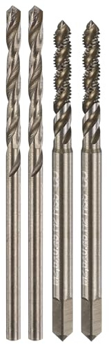 sourcing map Tap and Drill Bit Set, 2pcs M2.5 x 0.45 Metric Spiral Flute Thread Screw Taps & 2pcs 2.1mm Twist Drill Bits, Roasted Yellow M35 HSS-CO Tapping Threading Tool Kit