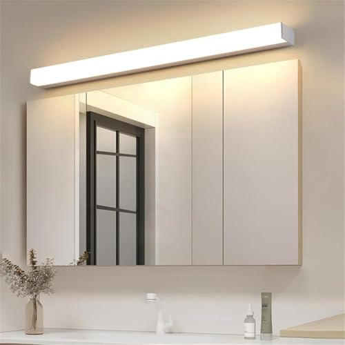 GZZBMY IP44 Wasserdichte Spiegel Wandleuchte LED Rechteck Wandlampe Innen Schminkzimmer Wandbeleuchtung Badezimmer Aluminium Lange 80CM 16W für Ankleidezimmer Toiletten (Silber Neutrales Licht,50CM)