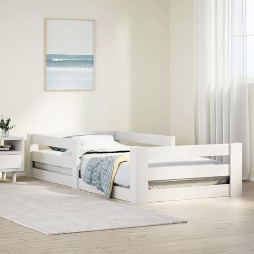 Iiaky Massivholzbett ohne Matratze Bed Frame Massivholzbett Holzbett Bettrahmen Bett Ohne Matratze Weiß 70x140 cm Kiefernholz