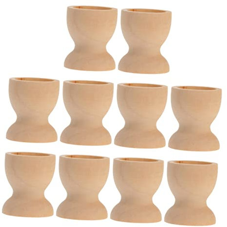 Warmhm DIY Easter Egg Cups 20pcs Wooden Egg Holders Unpainted Egg Tray for Kids to Decorate and Display