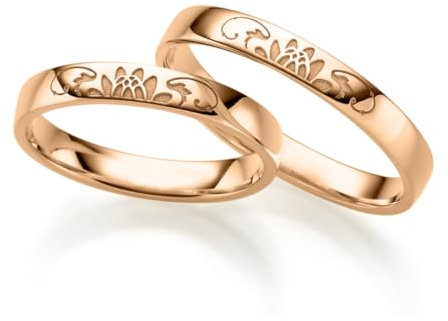 JC Trauringe aus 333er Rotgold | Paar-Preis Ehe-Ringe mit kostenfreier Gravur I Partnerringe Hochzeitsringe Verlobungsringe 3 mm breit inkl. Etui-Box I Damen-Ring mit Stein JCKM07 (Rotgold)