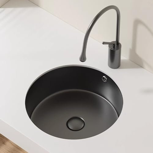 Lavabo À Encastrer Vasque en Céramique avec Trop-Plein, Vasque sous Plan Moderne avec Égouttoir, Absorption de Basses Eaux, pour Salle de Bain, Toilettes