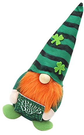 Garneck Irish Day Figure St Patrick's Day Gnomes Decor Table Gnome Holiday Decoration for Home Office St Patrick's Doll