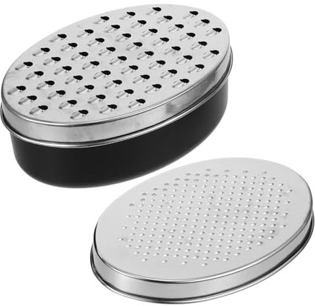 Alipis Rallador de Queso y Verduras Inoxidable con Recipiente Ergonómico Rallador de Cocina Ovalado para Alimentos 3 Piezas para Queso Zanahorias