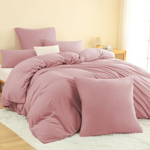 Nesture Winter Warme Thermo Fleece Bettwäsche 200x220, Kuschelig weich Bettwäsche Sets 3 teilig, 1 Bettbezug 200x220cm flauschig + 2 Kissenbezug 80x80 mit Reißverschluss, Rosa