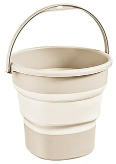 Gorocking Faltbare Eimer 4L/7L/13L mit Henkel Putzeimer Faltbar für Camping, Angeln, Putzen, Autowäsche Weich großes Fassungsvermögen leicht stilvoll (Beige, 4L)
