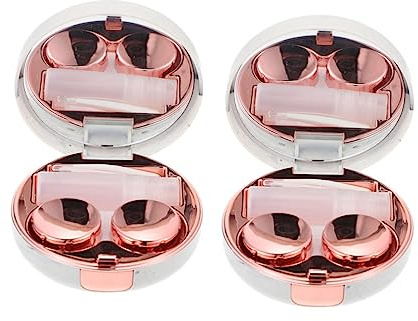 Holibanna 2 Stück Kontaktlinsenboxen im Eleganten Marmor Design Kosmetische Aufbewahrung für Monatslinsen Rosa Gold mit Zubehör für Sichere Lagerung