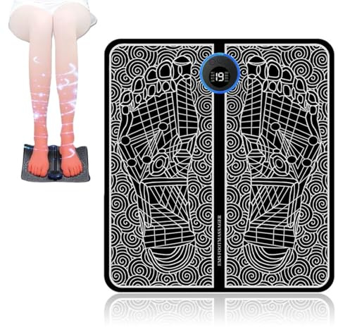 Tomedeks 1 Set Massaggiatore per Piedi, Massaggiatore Elettrico Pieghevole e Portatile, per la Circolazione Sanguigna e il Sollievo dal Dolore Muscolare con telecomando(8 Modalità e 19 Intensità)