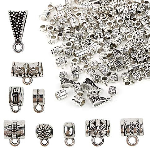 BOFUNX 100g Metallperlen Zwischenperlen mit Loch Antiksilber Bastelperlen Schmuckzubehör für DIY Armbänder Anhänger Auffädeln Perlen