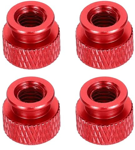 MECCANIXITY 4pcs Knurled Thumb Nut, M6 12mm OD 10mm Height 6061 Anodized Aluminium Alloy Hand Screw Nut, Metal Chassis Screw for Machinery, DIY Assembly, Electronics, Wine Red