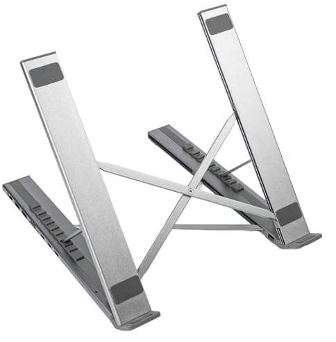 Alanmoship Station d'accueil 8 en 1 pour ordinateur portable avec hauteur réglable, emplacements pour cartes SD/TF, charge rapide, 4K, USB-C PD 3.0, design ergonomique en alliage d'aluminium pour une