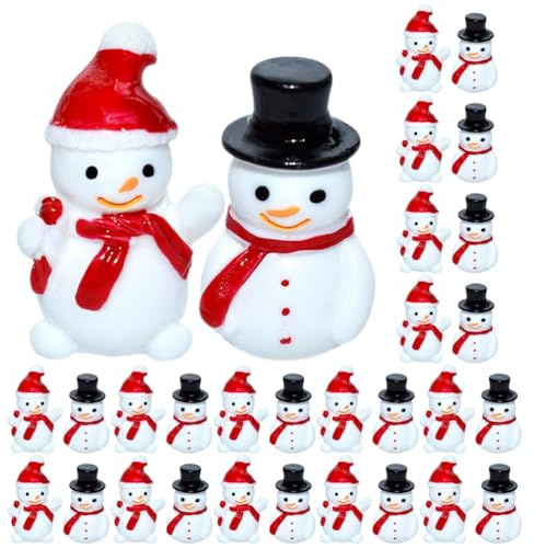 Kisangel Miniatur Schneemann Deko Figuren: 40 Stücke Miniatur Figuren Weihnachten Für DIY-Dekoration Und Basteln Weihnachten Deko Moos Ornamente Kuchen Topper